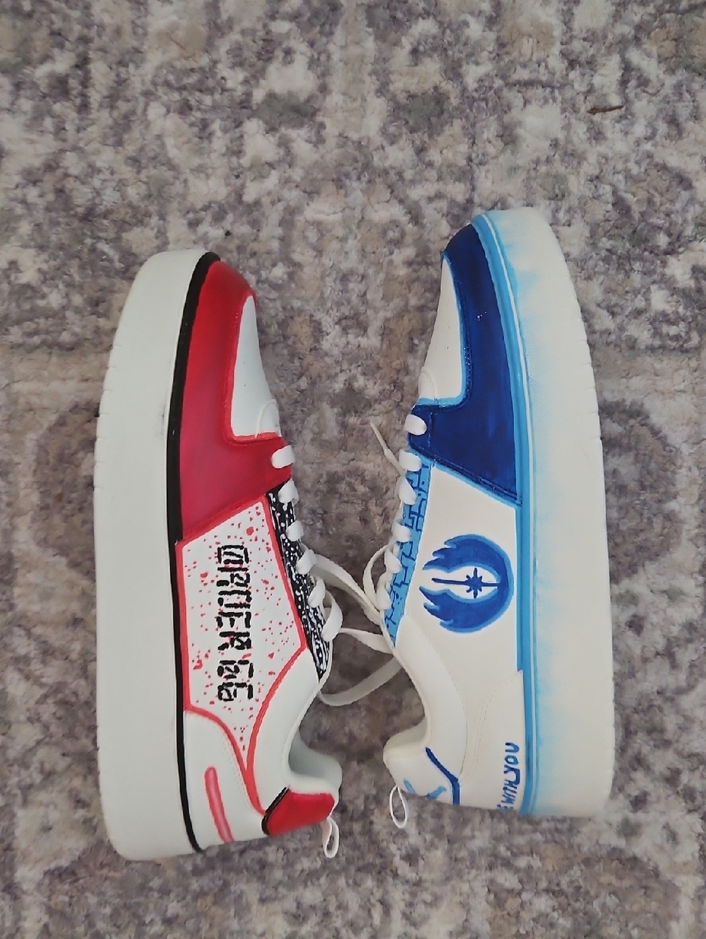 Custom Two-Tone Red & Blue STAR WARS Themed Low-Top Sneakers